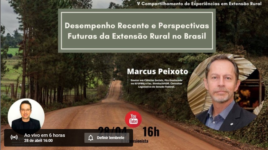 Live sobre Extensão Rural nesta quarta (28)